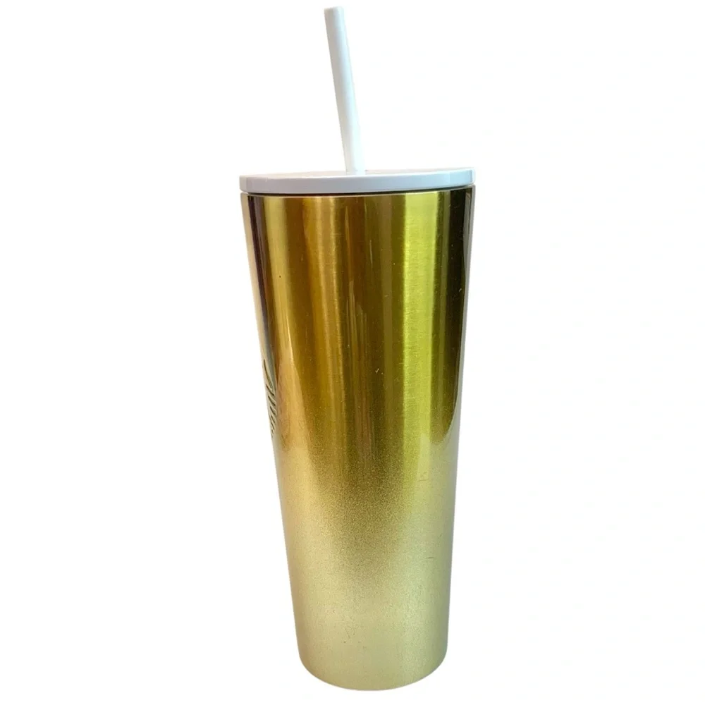 STARBUCKS 2019 Metallic Gold Glitter 24oz Stainless Steel Tumbler